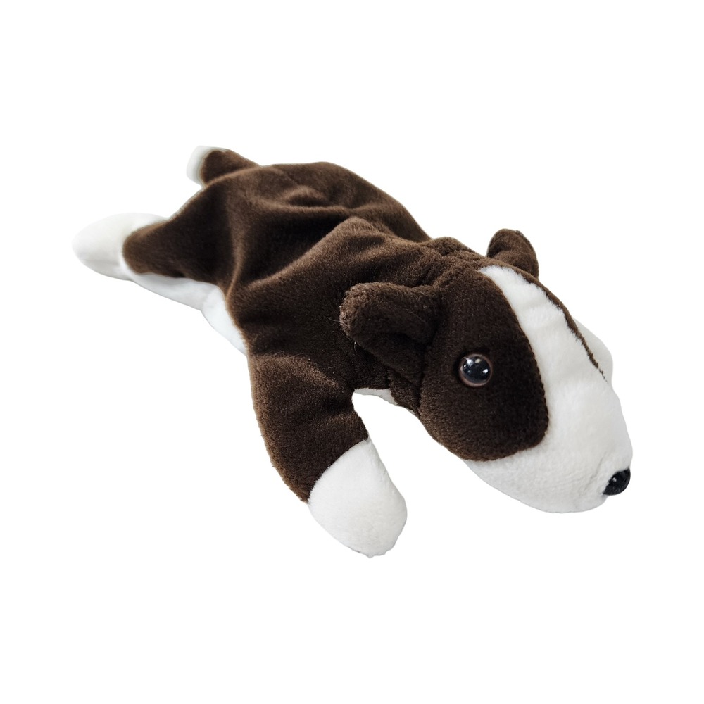 Ty Beanie Babies Bruno Bull Terrier Dog Brown White Plush Retired 1997 9 Inch